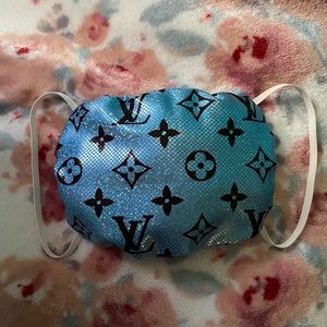 Metallic blue hologram black letter handmade mask